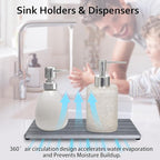 Diatomite Soap Dish, Water Absorbing Stone Tray, Kitchen Sink Organizer, Fast Drying Counter Holder (Grey, 11" x 4.7"/28 x 12cm)