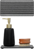 Razborci 2PCS Diatomite Quick Stone Drying Tray Mat For Bathroom & Kitchen Counter, Instant Dry Water Absorbent Drink Bar Coaster,Vanity Sink Caddy Organizer,Dish Soap Sponge Holders, Charcoal,8"x3.8"