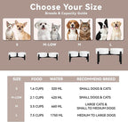 Dog Bowls Elevated - Ceramic Raised Dog Bowl with Non Slip Steel Stainless Stand - No Spill and Heated Feeding Station - Food and Water Dish Set for Medium to Large Pet - Each Holds 7.5 Cups – White