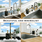 2PCS Instant Dry Sink Caddy for Bathroom Counter, Durable Kitchen Sink Organizer, Diatomite Stone Drying Tray, Upgrade Water Absorbing Stone Tray for Sink, Anti-Slip Stone Soap Tray -White