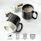 Hasense Coffee Mugs Ceramic, 15 oz Large Coffee Cups with Handle for Home and Office, Latte Mugs Set for Coffee, Tea, Hot Cocoa, Mocha, Black Coffee Cup Gift for Dad Mom, Dishwasher Microwave Safe