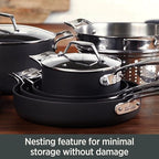 All-Clad Essentials Hard Anodized Nonstick Sauce Pan Set 4 Piece, 8, 10.25 Inch, 4 Quart Oven Broiler Safe 500F Pots and Pans, Cookware Black