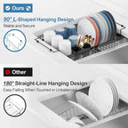 iSPECLE Expandable Dish Drying Rack for Large Kitchen Sink, eavy Duty Adjustable Over Sink Dish Drainer with Square Corners, Rust Resistant with Lock Knob, Fit for Modern Single & Double Sinks, Black