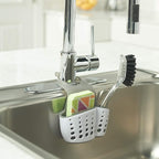 Casabella Sink Sider Faucet Caddy Sponge Holder,White & Grey