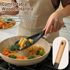 3 PACK Cooking Spatula Spoon for Nonstick Cookware, Multifunction Spoonula Great for Cooking, Serving, Baking, Mixing, Stirring, Scoop, Scrape - Sturdy BPA-Free Heat Resistant Silicone & Wood Handle