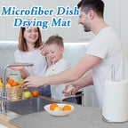 2 Pack Large Dish Drying Mat,24x17 Inch Absorbent Microfiber Dishes Drainer Mats,Dish Drying Pad for Countertops,Sinks,Draining Racks(Gray)
