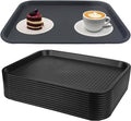 12 Pack Cafeteria Trays, 13 x 10 Inch Plastic Fast Food Serving Trays, Restaurant Black Stackable Serving Platter for Kitchen, Party, Dining