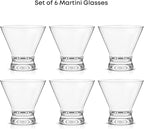 JoyJolt Afina Stemless Martini Glasses Set of 6, 8.5oz Liquor Drinking Glasses for Cocktail and Margarita, Bar Glass Cups, Glass Dessert Cups