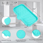 MicoYang Silicone Bathroom Soap Dishes with Drain Spout-Bathroom and Kitchen Sink Organizer,Sponge Holder,Dish Soap Tray,Perfect for Dispenser,Scrubber,Bottle,Cup on Sink or Counter-Mint 9.6"×5.3"