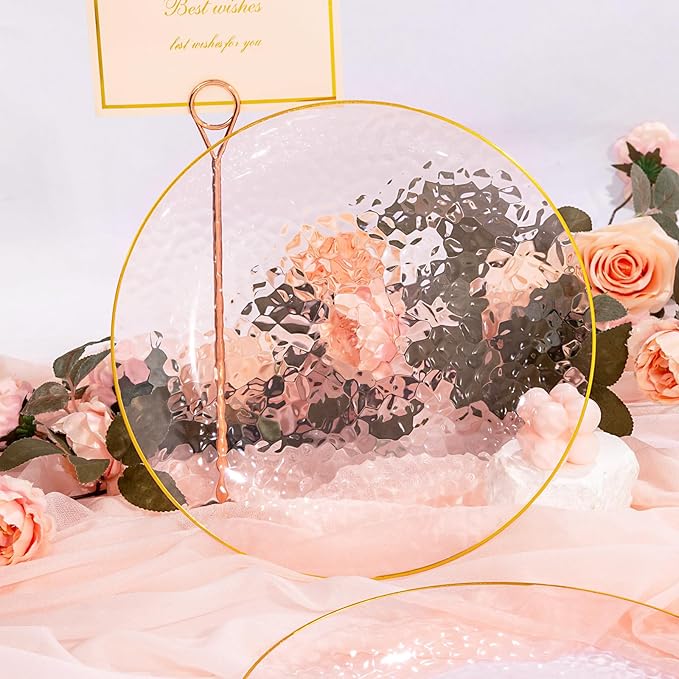 DaYammi 175 Pcs Pink Plastic Plates Dinnerware Set (25 Guests), Pink Disposable Plates, Hammered Party Platos Set Include Dinner Platos, Dessert Plates, Cups, Cutlery for Mother's Day Party