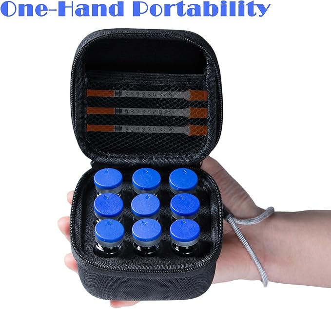 Insulin Fridge Holder Storage Case Insulin Vial Protector Holder Insulin Cooler Travel Case Organizer Fits Standard 10ml U-100 Vials,9-Slot,Black (9 Slots)