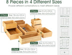Kootek 8 Pcs Bamboo Drawer Organizer Utensil Tray Kitchen Storage Box 4-Size Versatile Dividers Cutlery Holders Bins Containers for Flatware Kitchen Utensils