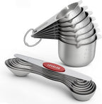 Measuring Cups and Spoons Set, 304 Stainless Steel Measuring Cups Set of 7,8 Magnetic Stainless Steel Measuring Spoons & 1 Leveler for for Measure Dry and Liquid Ingredients