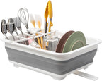 Tiawudi Collapsible Dish Drying Rack, Pop Up Dinnerware Drainer, Portable Plate Organizer for Kitchen RV Campers Travel Trailer, Space Saving Kitchen Storage Tray