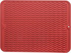 MicoYang Silicone Dish Drying Mat for Multiple Usage,Easy clean,Eco-friendly,Heat-resistant Silicone Mat for Kitchen Counter or Sink,Refrigerator or drawer liner Red L 16 inches x 12 inches