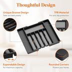 Lifewit Silverware Drawer Organizer, Expandable Utensil Tray for Kitchen, BPA Free Flatware and Cutlery Holder, Adjustable Plastic Storage for Spoons Forks Knives, 33 -57 x 42cm, Black and Gray