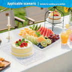 GLITCHCORE 4-Pack 11 * 7.8" Acrylic Tray Serving Platter for Party Trays for Serving Food,Fruit Plastic Serving Trays,Suitable for Home Kitchen and Outdoor Dessert, Cake, and Cookie Plating.