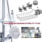 iPstyle Kitchen Sink Caddy Organizer Over Faucet Sponge Holder, Stainless Steel Heavy Duty Thickening Hanging Faucet Drain Rack for Scrubbers, Soap, Bathroom, Detachable No Suction Cup or Magnet