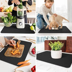 WISELIFE Dish Drying Mat Super Absorbent Drying Mat Large Dish Drying Mats for Kitchen Counter Easy Clean Dish Mat Kitchen Drying Mat16"x 24" Classic Black