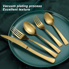 Bestdin 20-Piece Matte Gold Silverware Set, Premium Stainless Steel Flatware Set for 4, Spoons and Forks Set Includes Knife/Fork/Spoon, Nice Gifts for Thanksgiving&Chirstmas.