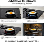 Hiceeden 4 Pack Small Cast Iron Skillet, 5-1/2 Inch Frying Pans with Double Drip-Spouts for Stove, Oven, Grill Safe, Indoor and Outdoor Use, Non-stick