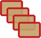 Small Silicone Baking Mats, Set of 4,11-4/5x8-1/4 Inch Quarter Sheet Size, Non Stick, BPA Free, 1/4 Baking Sheet Pan Liner for Cookies, Macaron, Bread, Pastry, Toaster (Red)