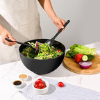 LOVYANXUE Salad Bowl with Lid, 12" Extra Large Bamboo Fiber Salad Bowl with Servers Set for Kitchen, Nature Bamboo Mixing and Serving Bowl with Lid, Spoon and Fork for Fruits,Salads and Vegetables