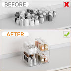 Yieach 4 Pack 2 Tier Vertical Spice Rack Pull Out,10.4'' Deep Narrow Slide Out Spice Rack Organizer for Inside Cabinets,Kitchen,Pantry,Cupboard Seasoning,Can,Jar Organizer and Medicine Cabinet Storage