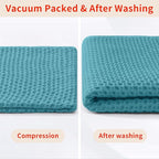 Homaxy 100% Cotton Waffle Weave Kitchen Dish Towels, Ultra Soft Absorbent Quick Drying Cleaning Towel, 13 x 28 Inches, 4-Pack, Lake Blue