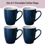 BTaT- Porcelain Coffee Mugs Set, 16 Ounces, 4 Pack, Black Ceramic Coffee Mugs with Handle, Restaurant Cups for Mocha, Tea, Cappuccino, Cocoa, Cereal, Mug Gift Set, Dishwasher and Microwave Safe