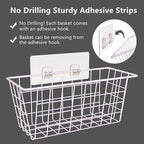 MaraFansie Wall Wire Baskets Adhesive Basket Hanging Kitchen Baskets No Drilling for Cabinet & Pantry Organization and Kitchen, Bathroom, Bedroom Storage, 4 Pack, White