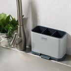 Gibson Home Ledgebrook Sink Caddy With Metal Panel, Sponge Holder for Kitchen Sink, Countertop Organizer and Storage Essentials With Drain Board