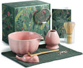 Pink Matcha Whisk Set, 7 Pcs Matcha Kit Includes Matcha Bowl with Spout, Bamboo Whisk, Chasen Holder, Sifter, Scoop and Rest, Tea Towel, Matcha Making Kit Tools for Family/Friend