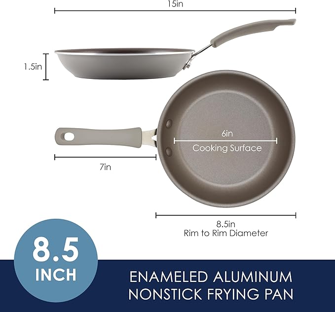 Rachael Ray Cook + Create Nonstick Frying Pan/Skillet, 8.5 Inch, Gray