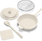 ZUKA 10 in 1 Ceramic Pan by Granitestone, Large 12 Inch Saute Pan with Lid Serves as Deep Frying Pan Set with Steamer, Everyday Skillet, Non Toxic Ceramic Nonstick, Induction Oven & Dishwasher Safe