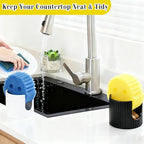 Ceramic Sponge Holder for Kitchen Sink - Dishwasher Safe Porcelain Dish Sponge Caddy Minimalist Vertical Stripes, Scrub Daddy Holder for Countertop, Bathroom, Kitchen Sink Organizer, Black