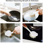 Facjoleco Dish Brush with Handle, Pot Brush, 2 Pack Kitchen Scrub Brushes for Cleaning, Dish Scrubber with Soft Bristles for Sink, Pots, Pans