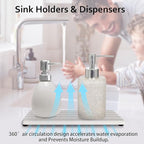 Diatomite Soap Dish, Water Absorbing Stone Tray, Kitchen Sink Organizer, Fast Drying Counter Holder (White, 9.5" x 4.7"/24 x 12cm)