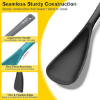 Beijiyi 3 Pack Silicone Cooking Spoons, 12.6 In Multifunction Spatula Spoon for Nonstick Cookware, BPA-Free Kitchen Utensils, Great for Cooking, Serving, Mixing, Multicolor (Black/Blue/Grey)