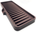 Happitasa Silicone Soap Dish Tray and Sponge Holder with Drain Chute | Bathroom and Kitchen Sink Organizer Caddy (Dark Chocolate, 9"x3.5", 5.6 Ounces)