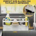 Kitchen Sink Caddy Organzier with Sponge Holder and Removable Drip Tray for Kitchen Sink, 304 Stainless Steel Organize for Sponge Soap Dish Brush Storage Accessories(White)