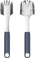 ROSEOK Dish Brush with Built-in Scraper,Kitchen Scrub Brush for Cleaning Dishes,Pots,Non-Stick Pans and Sinks,Navy Blue,2 Pack