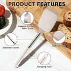 5Pcs Silicone Cooking Utensils Set, Heat Resistant Kitchen Tools Include Solid&Slotted Spatula, Cooking Spoon and Pasta Server, Silicone Kitchen Utensils set for Nonstick Cookware Flipping, Khaki