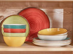 ONEMORE 16 oz Cereal Bowls Set of 4 Soup Bowls Ceramic for Kitchen - Dishwasher and Microwave Safe - Colorful Bowl Set for Oatmeal Salad Pasta Fruits, 5.5 inch, Assorted Colors