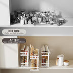 Pull Out Spice Rack Organizer for Cabinet, 4 Pack Metal Seasoning Organizer Slide Out Spice Storage Shelf No Assembly Vertical Spice Rack Pullout for Kitchen & Bahthroom No Drill(2 Tier,White)