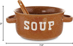 ZENVY Soup Bowl Set of 4 | Ceramic Soup Bowls and Spoons | 22 Ounce (Speckled)