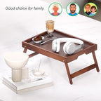 Fibogollo 4 Pack Bamboo Bed Tray Table with Folding Legs,Breakfast Trays,Serving Tray for Food and Snack,Laptop Trays for Working(Brown)