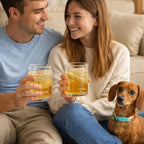 Skylety 2 Pack Icon Juice Glasses, 14 oz Stemless Glass Cups, Dachshund Juice Cocktail Wine Coffee Drinking Cups for Engagement Wedding Anniversary Valentines Party Supplies