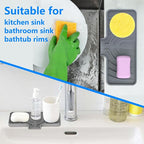 Sponge Holder for Kitchen Sink, Dish Sponge Holder & Soap Tray with Drain, Bathroom Sink Sponge Drying Rack & Perfect Organizer for Dispenser,Bottle,Cup on Sinks or Counter(10"x 4"Gray)