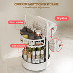 Rotating Spice Rack with Paper Towel Holder, 2 Tier Turntable Lazy Susan, Seasoning Organizer for Kitchen Countertop Cabinet, White